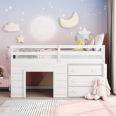 Bellemave® Twin Size Low Loft Bed with Cabinet and Shelf - Bellemave